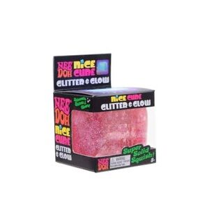NeeDoh Nice Cube Glitter & Glow - Pink Glitter Squishy
